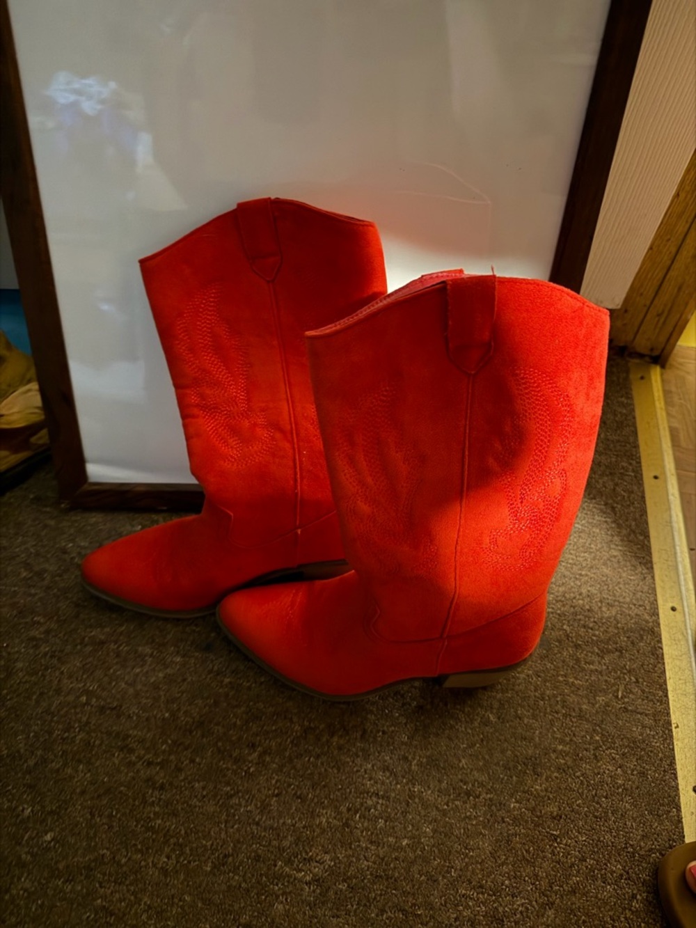 Pierre Dumas Red Suede Western Cowboy Boots